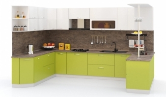 Кухонный гарнитур Лайма 5 BMS зеленого цвета