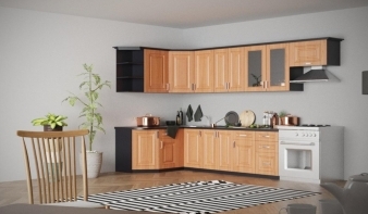 Кухня угловая Классика-2 правая BMS коричневого цвета