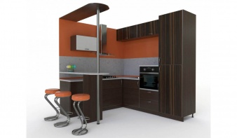 Кухня с барной стойкой Несса-8 BMS коричневого цвета