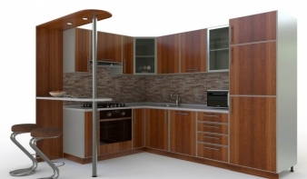 Кухня с барной стойкой Изабель BMS коричневого цвета