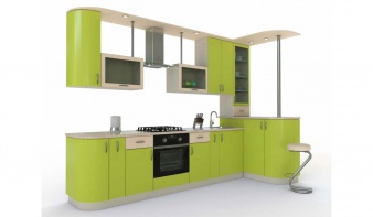 Кухня с барной стойкой Даная-2 BMS зеленого цвета