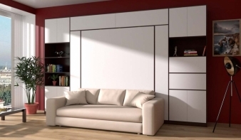 Вертикальная Шкаф-кровать с диваном Венора BMS