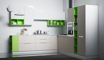 Кухня Какао BMS зеленого цвета