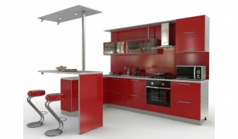 Кухня с барной стойкой Адель 2 BMS красного цвета