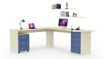 Угловой письменный стол для двоих Виктория 25 BMS по индивидуальному размеру