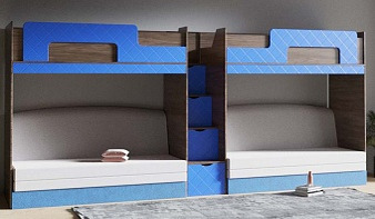 Синяя Кровать с диваном Софти 05 BMS