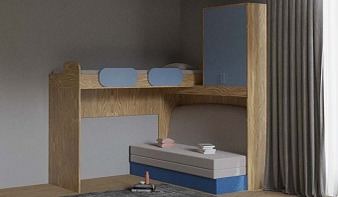 Синяя Кровать с диваном Гамма 5 BMS