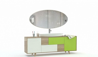 Мебель для ванной комнаты Стэп 2 BMS комплект с тумбой, раковиной, зеркалом