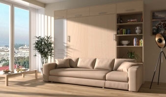Вертикальная Шкаф-кровать с диваном Дана BMS