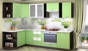 Кухня Вега угловая BMS зеленого цвета