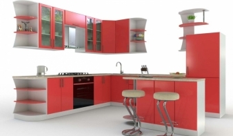 Кухня Экко-2 BMS красного цвета