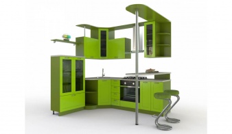 Угловая кухня Пола-1 МДФ BMS зеленого цвета