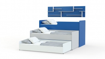 Синяя Детская трехъярусная кровать ДМ-164 BMS