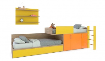 Двуспальная детская кровать с ящиками и полкой Мартин 18 BMS