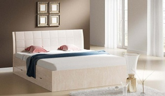Кровать двуспальная с мягким изголовьем Партея-111