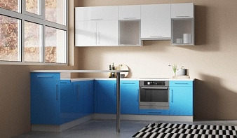 Угловая кухня Синяя птица BMS в стиле хай-тек