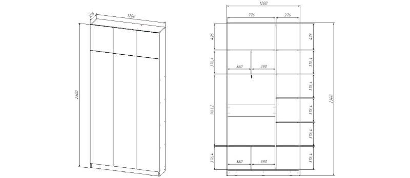 Шкаф распашной Ангард 30 (1200*2500*300)