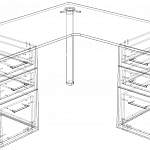 Чертеж Письменный угловой стол для двоих Стандарт 1 BMS