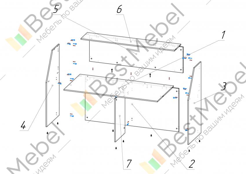 Схема сборки модульной вазы. Схема сборки стеллаж Септима №4 BMS.