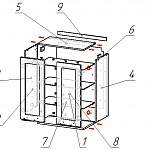 Схема сборки Шкаф верхний с 2-мя остекленными дверцами Тетчер BMS