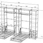 Чертеж Шкаф-кровать с диваном Рубин Дуо BMS