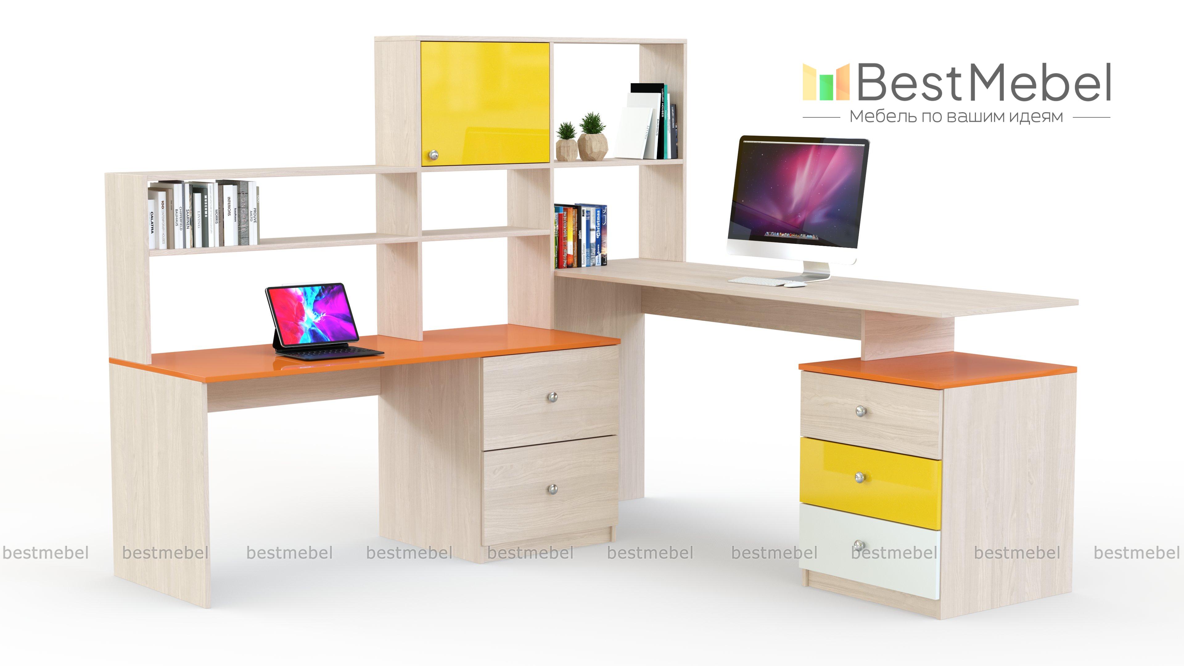 Угловой письменный стол для двоих Фреско 43 BMS - Фото