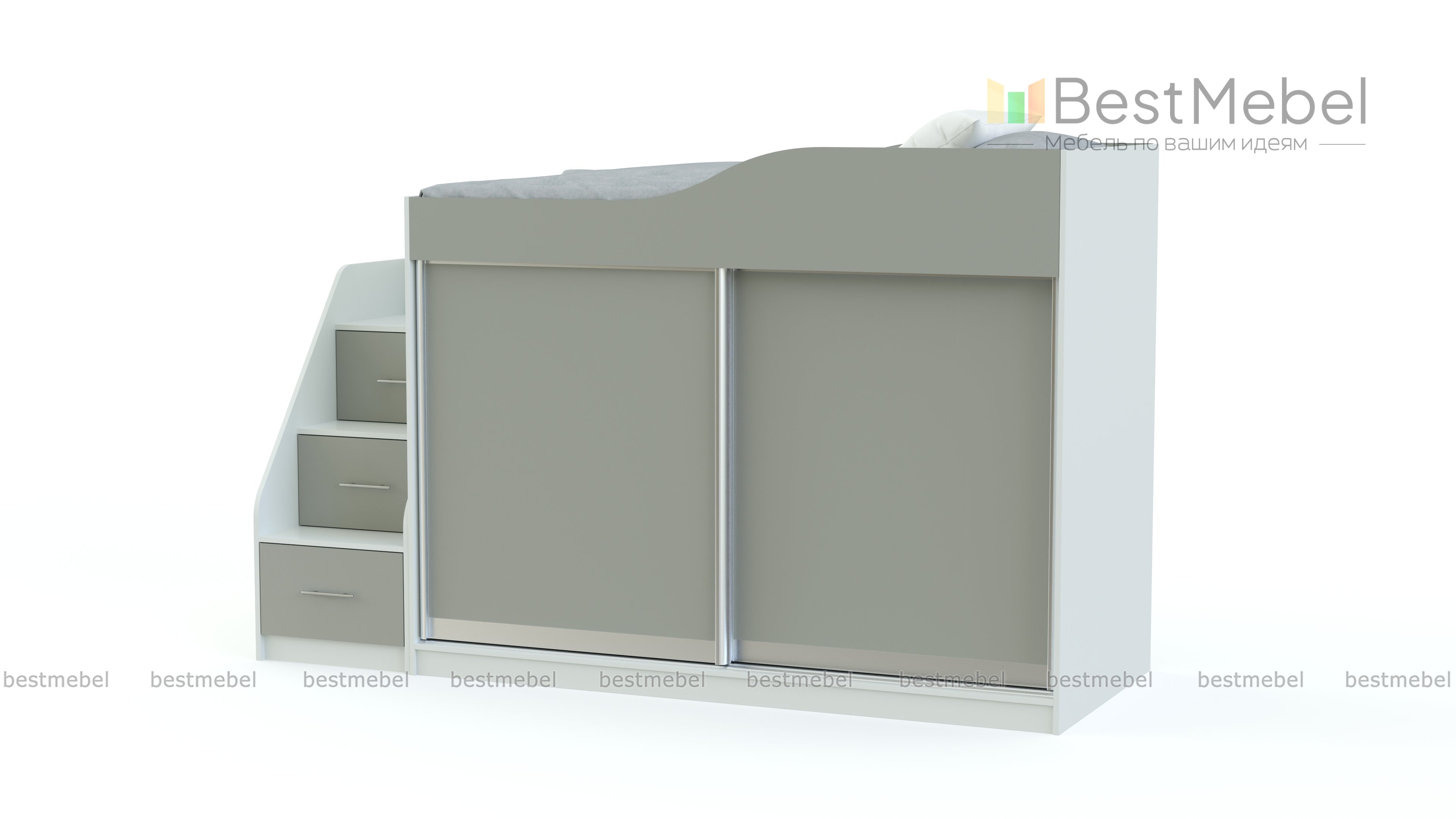 Двухъярусная кровать со шкафом Эльза 11 BMS