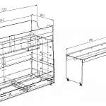 Чертеж Двухъярусная кровать со столом Фанни 9 BMS