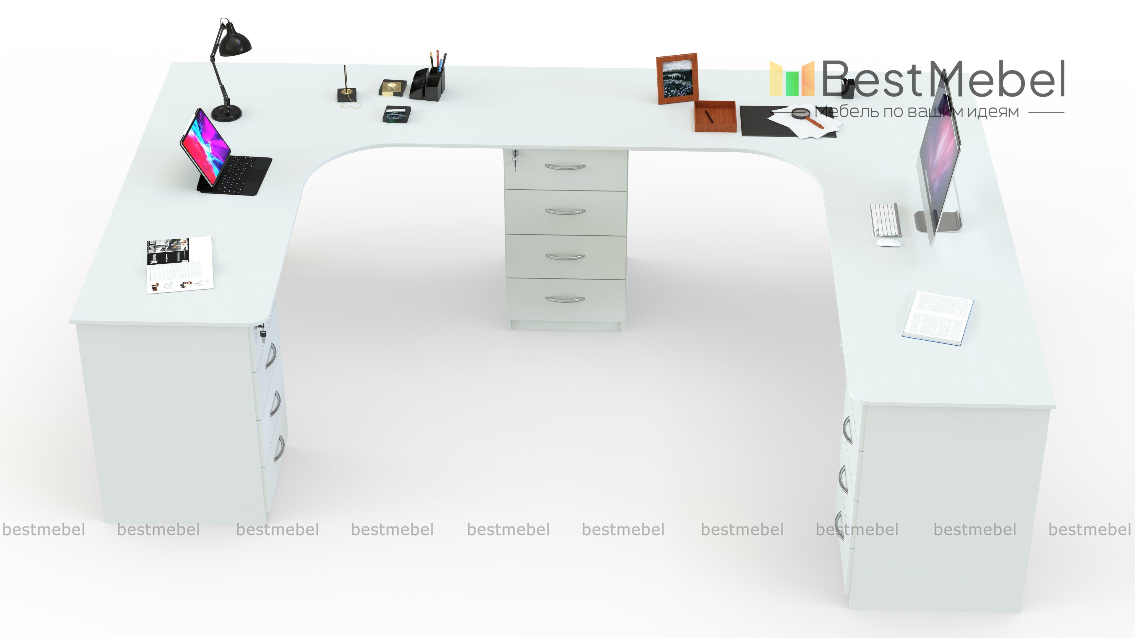 Угловой письменный стол для двоих Дублин 92 BMS - Фото