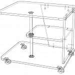 Чертеж Стол журнальный 2 СЖ-02 на колесиках BMS