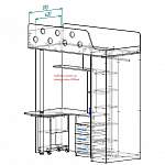 Чертеж Кровать-чердак с рабочей зоной Мираж 17  BMS