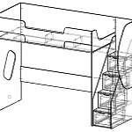 Чертеж Кровать-чердак с диваном Пума 3 BMS