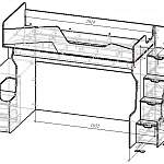Чертеж Детская кровать с диваном Спарк A BMS