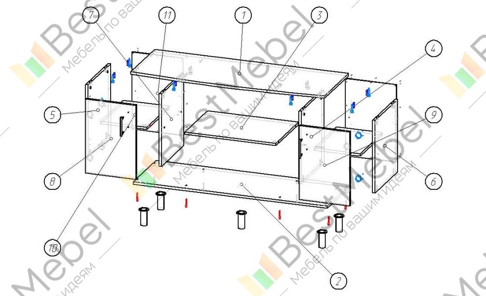 Схема сборки тумбы под тв