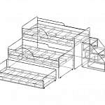 Чертеж Кровать чердак Радуга 1,6 с ящиком и лестницей BMS