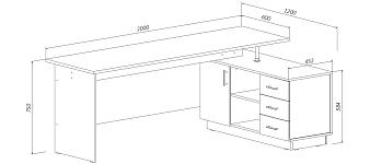 Распродажа - ЭСКИЗ Угловой письменный стол Юнайт  (2000х750х1200)