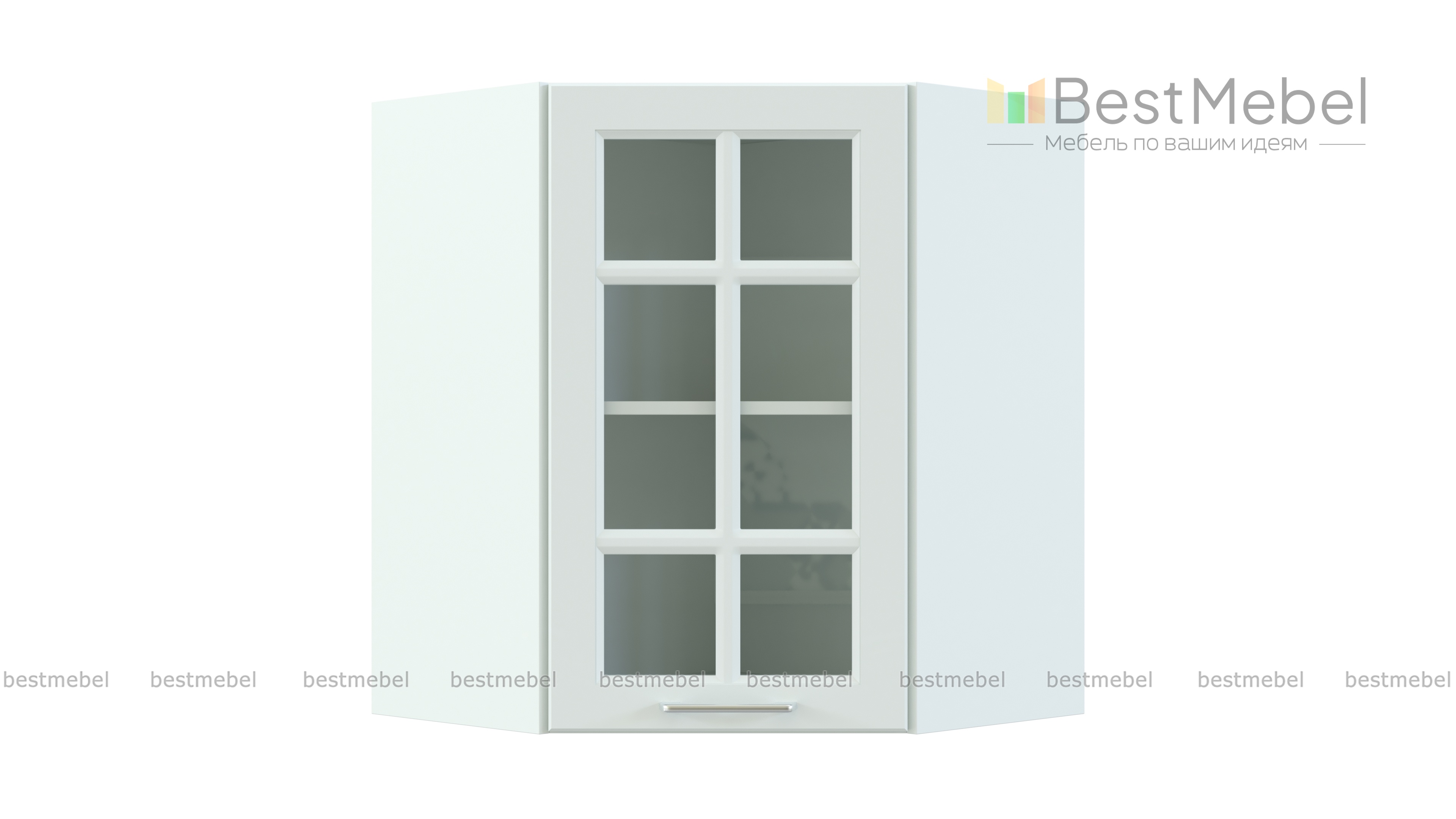 Шкаф верхний угловой остекленный Европа BMS