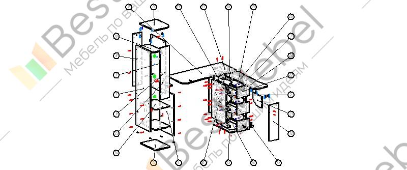 Схема сборки обеденного стола с ящиком фото Original-Mebel.ru