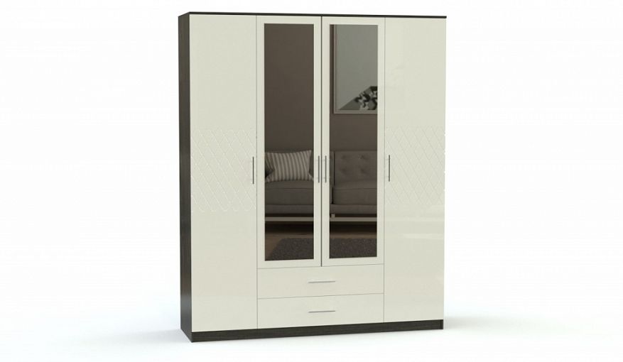 Шкаф 4-х дверный с зеркалом Милена Мл1-01 BMS - Фото