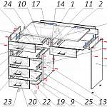 Схема сборки Стол письменный Бабочка-2 BMS