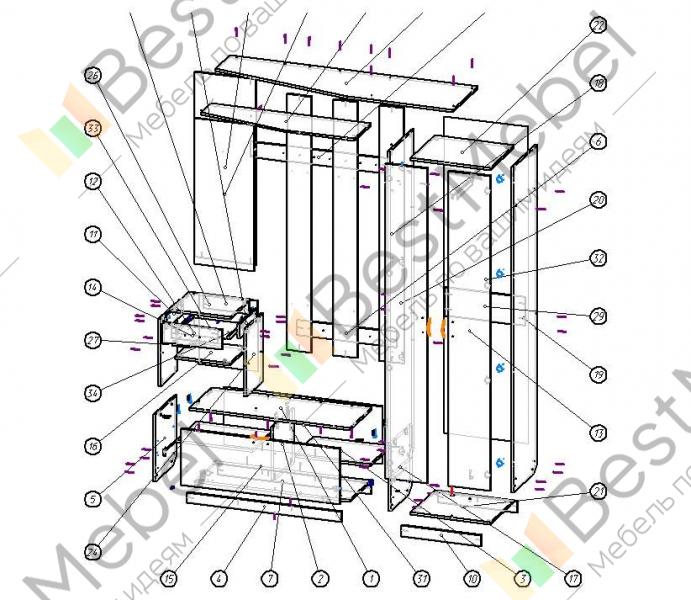 Прихожая парус 2 схема сборки Прихожая парус 2 схема сборки