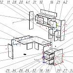 Схема сборки Стол угловой Дамина-1 с ящиками BMS