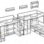 Чертеж Трехъярусная кровать Миф 3.15 BMS