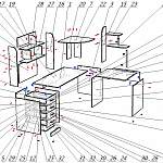 Схема сборки Угловой письменный стол для двоих с надстройкой Юкатан 51 BMS