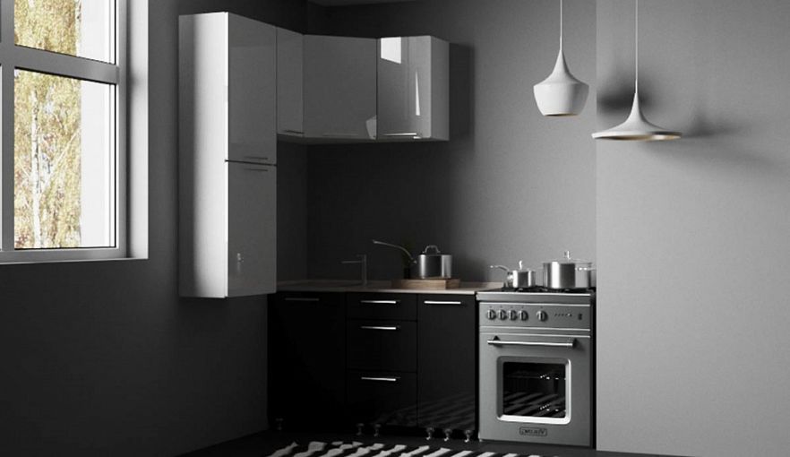 Кухня Черно-белый металлик №4 BMS - Фото