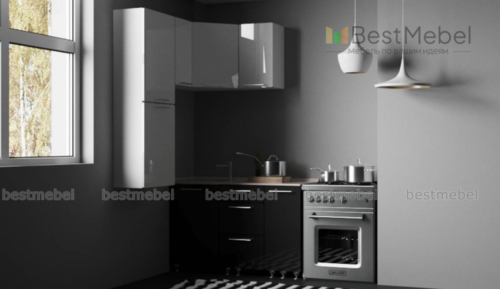 Кухня Черно-белый металлик №4 BMS