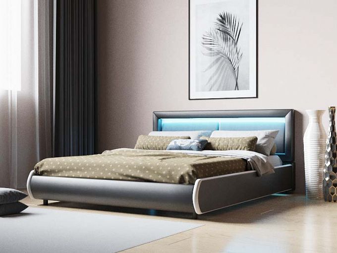 Кровать мягкая Омелия с LED BMS - Фото