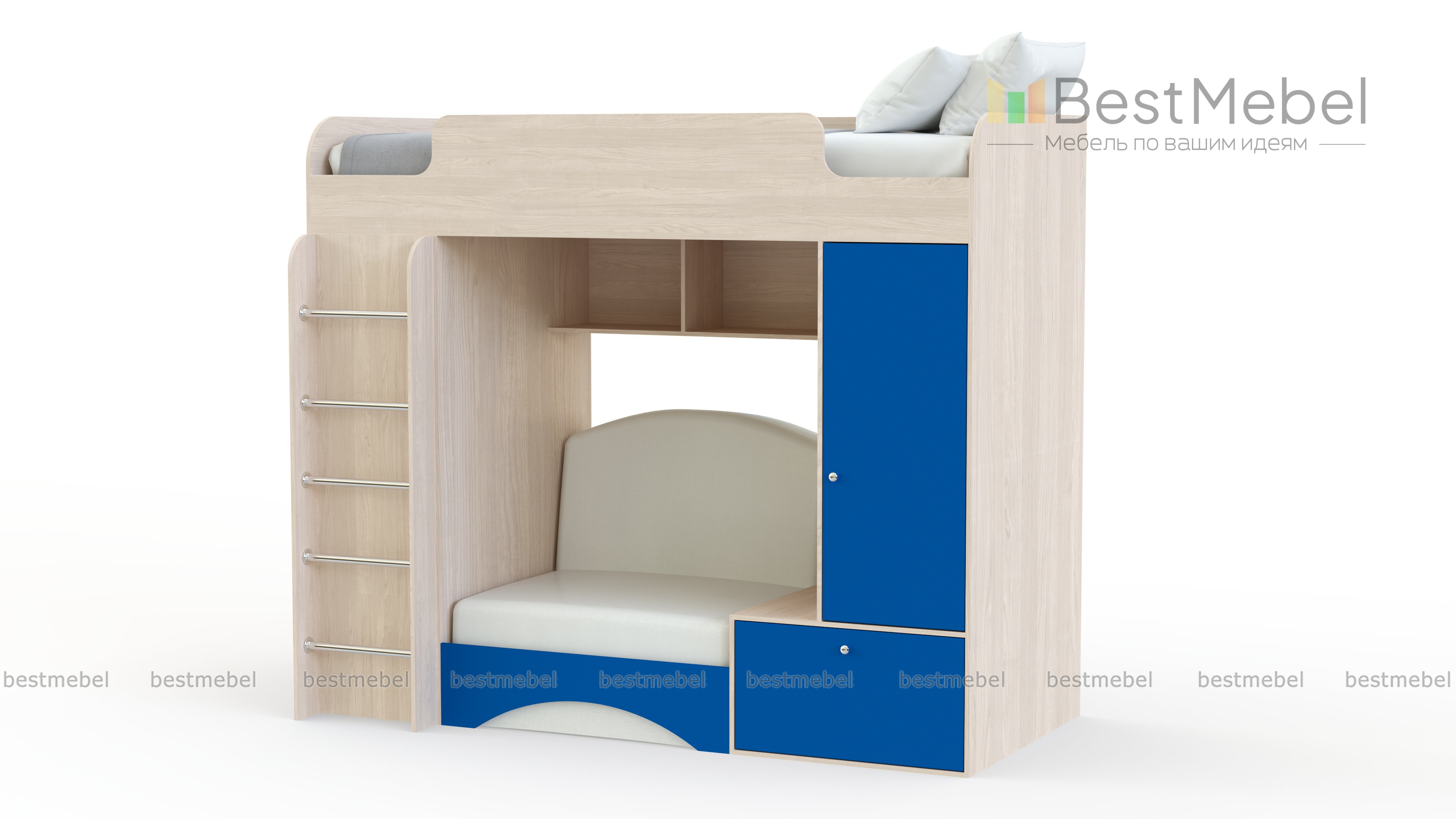Кровать-чердак с диваном Тетрис 1 BMS