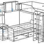 Чертеж Детская кровать чердак Дуэт 10 комплект BMS