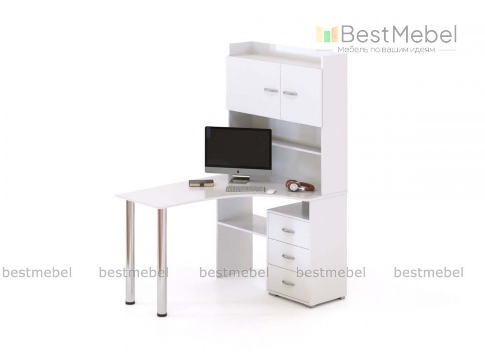 Компьютерный угловой стол Бонни 1 с шкафчиками BMS